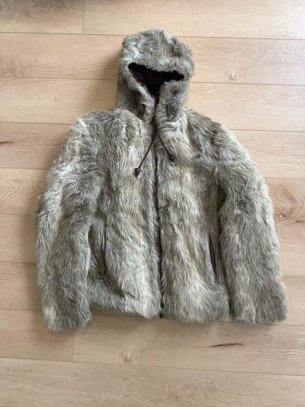 House of peerless Y2K Faux Fur Jacket Size S Brown